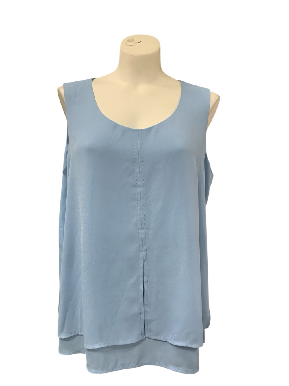 Light Blue Sleeveless Layered Tank Top - Women's Size L